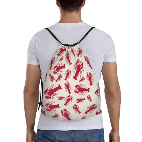 Red Lobster Print Drawstring Backpack Lightweight Sport Bag,Pull String Back Sack Suitable Gym,Travel2