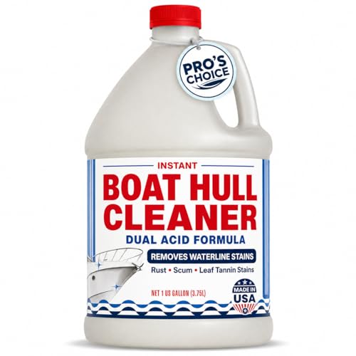 [1 Galllon] Instant Boat Hull Cleaner - Made in USA - Powerful Dual Acid Formula Easily Removes Scum Lines Rust Stains Hard Waterlines & More from Fiberglass Gelcoat & Painted Boat Surfaces