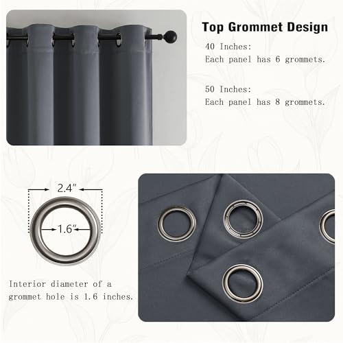 Image of Simplebrand Grey Short Kitchen Curtains 24 Inch Length 2 Panels Set, Small Windows Room Darkening Curtain for Bathroom, Cabinet, Basement, RV Camper, Thermal Insulated Short Drapes, 40 x 24 Inch