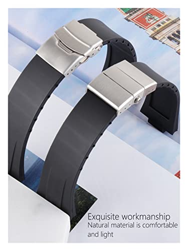 Correa de silicona de 24mm negra compatible con reloj Oris TT1 para buceo 3