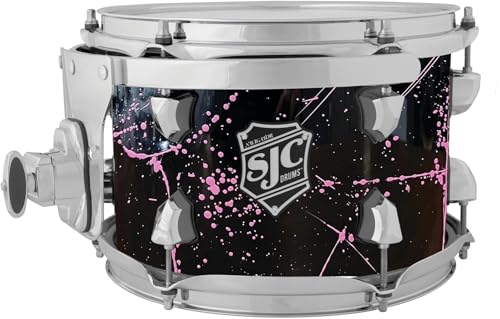 SJC Custom Drums Navigator Mounted Tom - 7 inches x 10 inches, Black with Pink Splatter