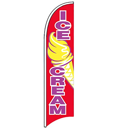 ICE CREAM - Windless Swooper Flag Feather Banner Sign 2.5x11.5 ft Tall (Flag Only) rb