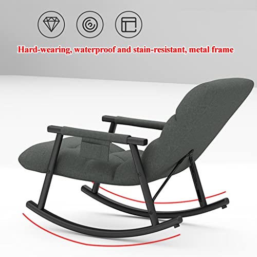 Waeyz Fabric Upholstered Rocking Chair, Metal Lounge Chair, Armrest Rocker With Cushion For Living Room, Bedroom, Balcony (Color : Yellow, Size : 96 * 59 * 83Cm) #TOP2