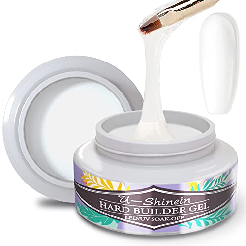 U-Shinein Builder Gel, White Nail Builder Gel Nail Extension Gel LED/UV Nail Builder Gel Acrylic Gel Nail Enhancement Hard Gel Nail Strengthen Gel for Nail Extension DIY Nail Art Manicure