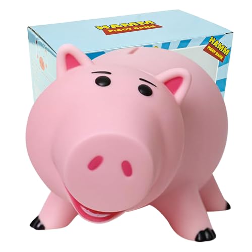 PHOCAS Hamm Piggy Bank Unbreakable Cute Pink Pig Money Bank Plastic Saving Coin Bank for Kids Christmas Birthday Gift