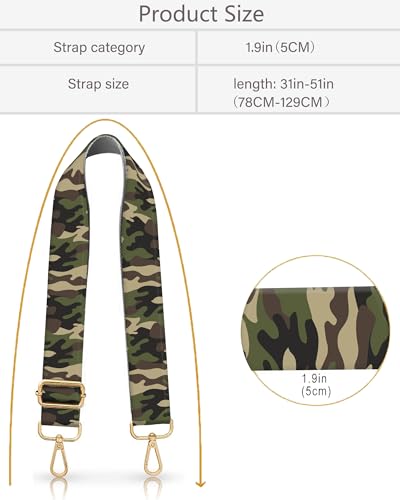 Image of Purse Strap Replacement Crossbody 2 inch Wide Shoulder Strap, Cute Handbag Strap Bag Strap Replacement Belts Adjustable