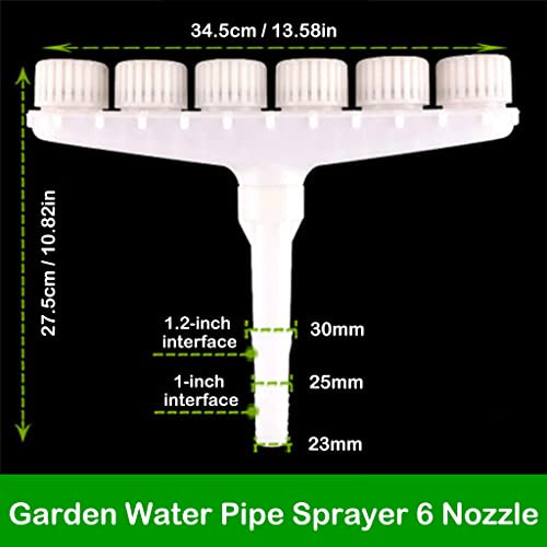 Optifit® Garden Water Pipe Sprayer 6 Nozzle Irrigation Sprinkler Larger Irrigation Area Garden Sprayer Nozzle with Flow-Adjustment Connector for Agricultural Irrigation Lawn Garden Watering Plants