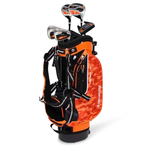 Benross Junior Aero Golf Package Set Age 57 5Piece Kids Golf Club Set with Lightweight Stand Bag Graphite Shafts & Headcovers Orange