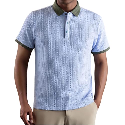 Polos para Hombre,Camisetas Hombre Manga Corta Punto Cuello Elástico Verano Casual