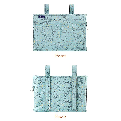 Image of Surblue Bedside Caddy Hanging Organizer Storage Bag for Bunk and Hospital Beds, College Dorm Rooms, Baby Rails, Camp Chairs, Wheelchair - 4 Pockets, 2 Hooks (Cartoon)