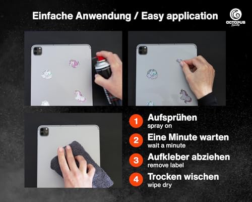 OCTOPUS Etikettenentferner und Kleberlöser Spray, Klebstoff-Entferner zum Lösen hartnäckiger Rückstände, mit Orangenöl - 200 ml