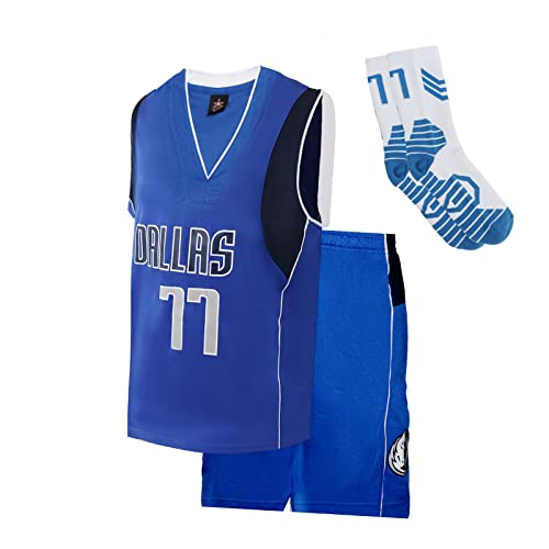 GXLONG Ensemble de Maillots de Basketball pour Enfants, Mavericks 2-Pack Jersey, Short de Basketball et débardeur, avec Une Paire de Chaussettes (Color : Blue, Size : 3XS) Cover