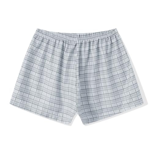 Image of Women Y2k Pajamas Shorts Micro Button Boxers Elastic Waist Cute Pj Bottoms Summer Plaid Lounge Short