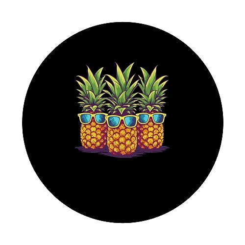 Pineapple Sunglasses Fruit Hawaii Aloha Hawaiian Men Women PopSockets Swappable PopGrip, Black - Image 3