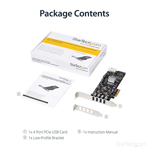 Startech.com 4 Port Usb 3.0 Pcie Card W/ 4 Dedicated 5Gbps Channels (Usb 3.2 Gen 1) - Uasp - Sata / Lp4 Power - Pci Express Adapter Card (Pexusb3S44V) #TOP5