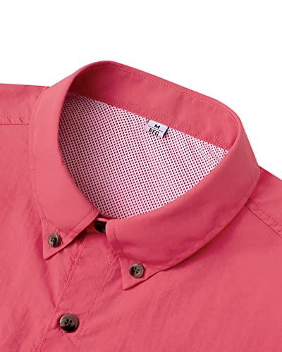Image of Alimens & Gentle Short Sleeve Fishing Shirt Wicking Fabric Sun Protection Casual Button Down Shirts