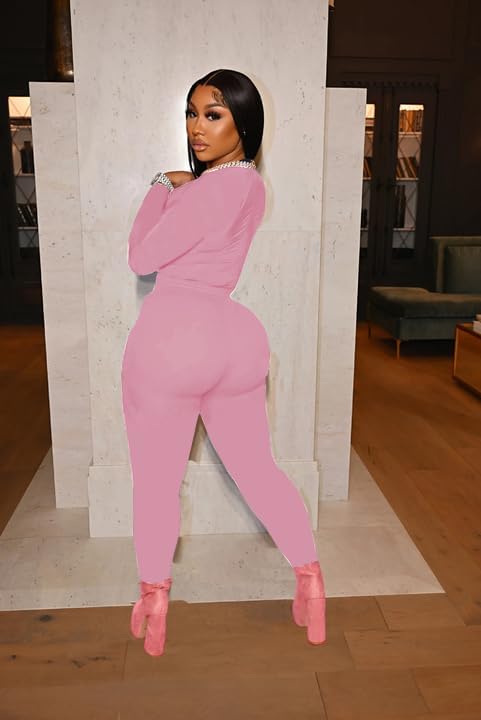 HBQ Womens 2 Piece Outfits Tracksuits Long Sleeve Tunic Tops Bodycon High Waist Leggings Pants - Image 4