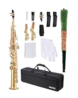 VEVOR Sopransaxophon, B-Dur, Messing-Saxophon-Anfängerset mit Tragetasche, Mundstück, Reinigungstuch, Stab, Handschuhen, Umhängeband, 23-Tasten-Sax-Set, für Anfänger & Schüler, Gold