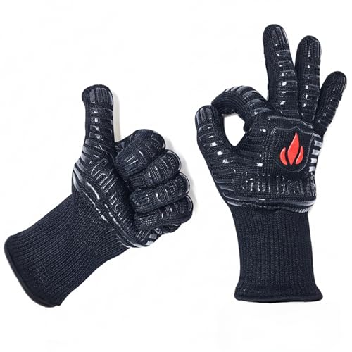 GRILL HEAT AID BBQ Grill Gloves 1472°F - Extreme Heat Resistant Oven Mitts for Grilling, Smoker & Fire Pit
