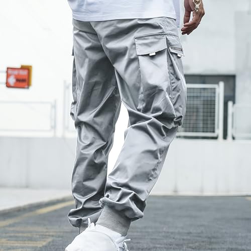 DESKABLY Men's Cargo Pants Loose Fit Drawstring Elastic Waist Flap Pocket Sweatpants Lightweight Casual Hiking Jogger Pants4