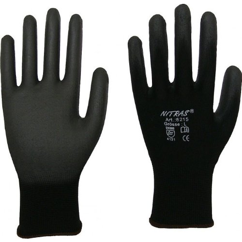 NITRAS 6215 Nylon Strickhandschuh Arbeitshandschuhe 12 PAAR schwarz Gr. XL