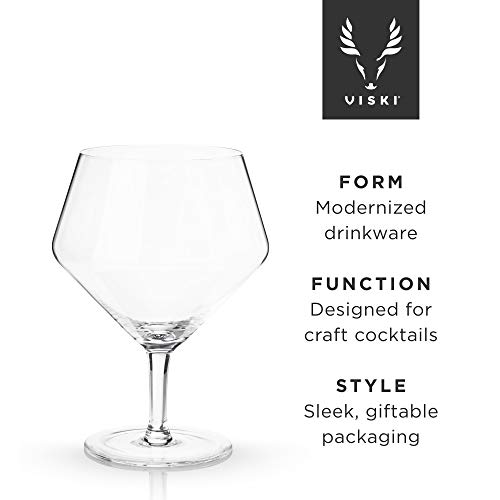 Viski Raye Angled Stemmed Gin And Tonic Glasses Set Of 2 - Premium Crystal Clear Cocktail Gin Glasses For Gin Lovers Gift Set - 14Oz #TOP1