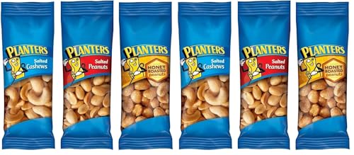 Image of PLANTERS Variety Pack, Salted Cashews, Salted Peanuts & Honey Roasted Peanuts, On-the-Go Nut Snacks, Individually Packed Snacks, Mixed Nuts, Kosher, (36 Count) (Pack of 2)