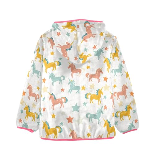 Cartoon Unicorn Star Girls Fleece Jacket Girls Fall Jacket Girl Coats Zip Up Hoodie Children Sherpa Warm Outerwear 2-10T2