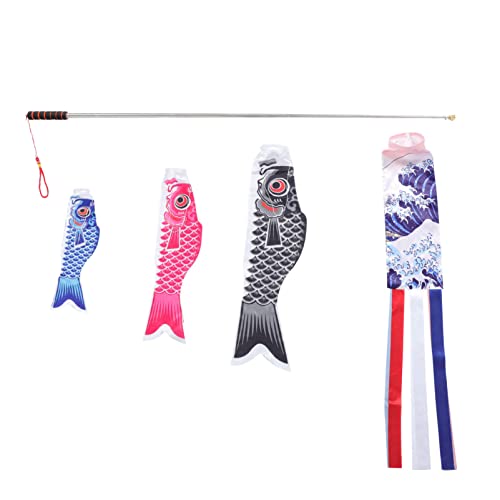 IMIKEYA 1 Conjunto de Peixes Japoneses Windsock Decorativo Carpa Japonesa Pântano Flâmula Pescar Kit