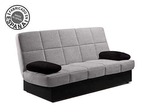 Home Heavenly - Sofa Cama London Clic clac desenfundable con arcón 2 plazas, 190 (Gris Claro)