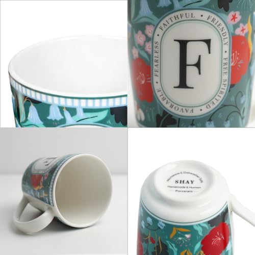 Image of Shay Alphabet Mug 300ml, Letter F Printed Coffee Mug for Girls, Boys, Friends | Ceramic Mug |Glossy Finish | Ceramic Coffee Cup | Porcelain | Microwave Safe (Alphabet Mug - F)