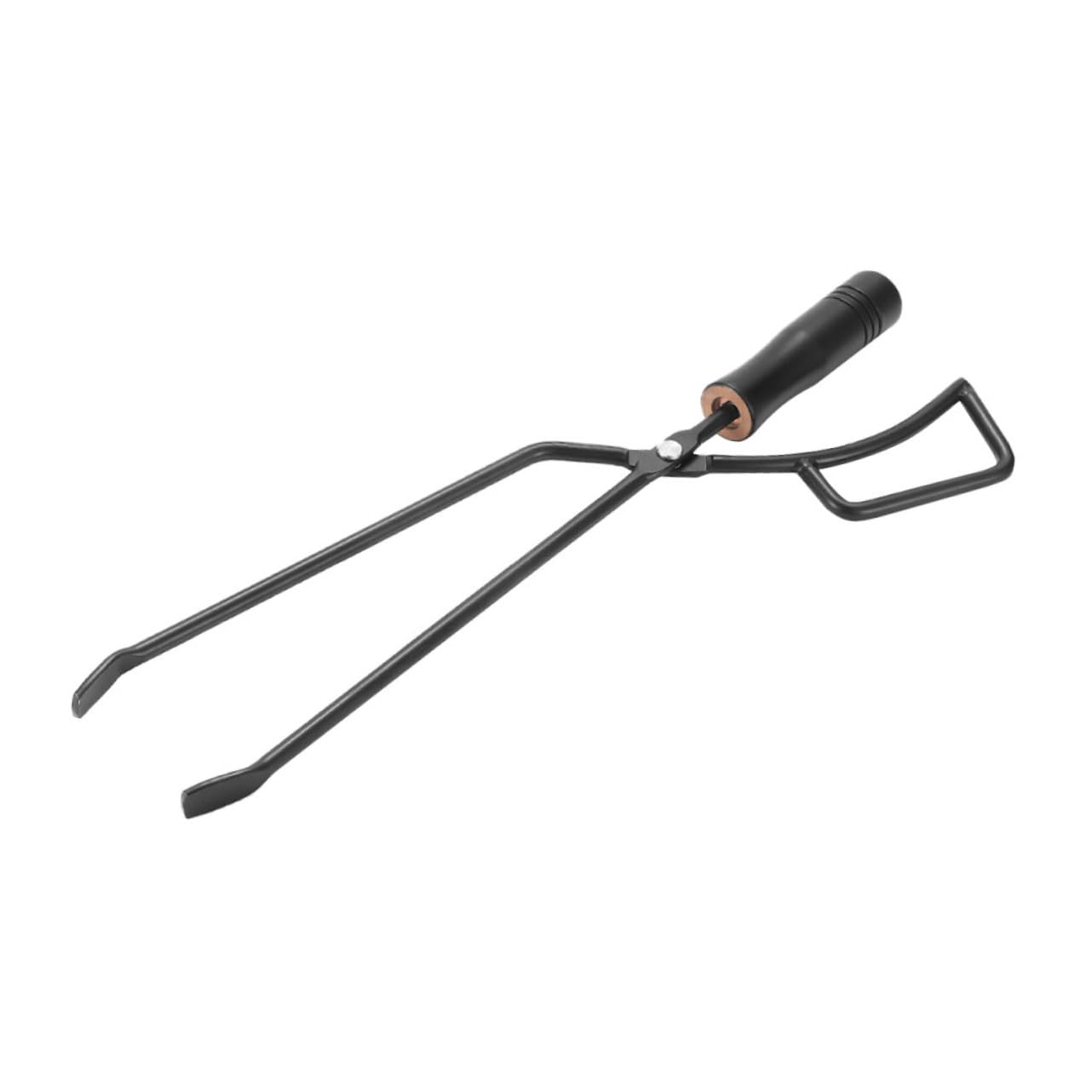 Pinzas de carbón de acero inoxidable para exteriores con mango de madera, herramientas para barbacoa para camping, jardín y hoguera, duraderas y resistentes