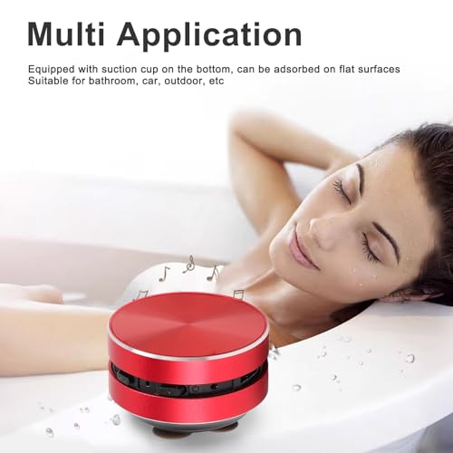 Ultra Mini Bone Conduction Speakers, Turn Anythin into Speaker with Suction Cup, Stereo Bass Portable Small True Wireless Speakers Sound Box for Home,Outdoor,Travel (Red)