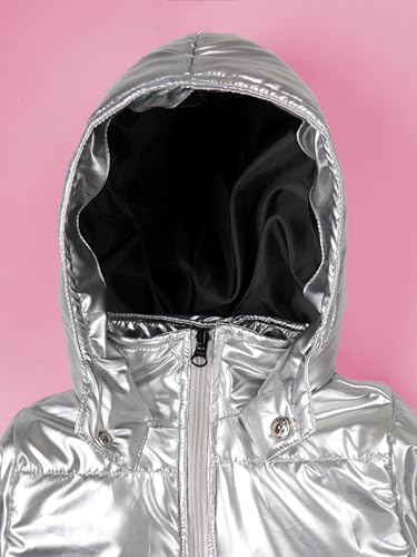 Image of KiddoPanti Girls Hooded Puffer Jacket with Front Zip & Pockets