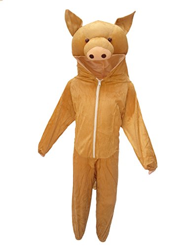 Image of Kaku Fancy Dresses Pig Farm Animal Costume For Kids - Brown, 7-8 Years | Animal Fancy Dress For Boys & Girls