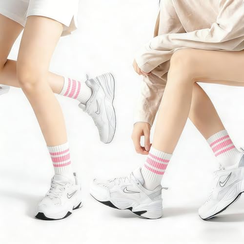 QZLKNIT Retro Striped Crew Socks Sport Socks,Casual Cotton Stretchy Socks, with Seamless Toe for Men and Women Multicolor (US, Alpha, One Size, Regular, Regular, 3, STYLE 5) — view 2