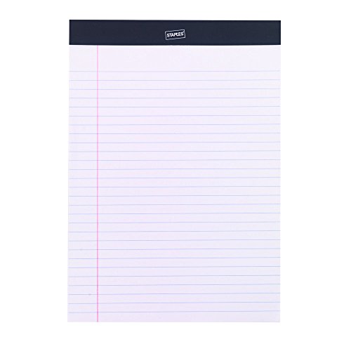 Staples Perforated Notepad, Wide Ruled, White, 8-1/2" x 11-3/4", 12/Pack