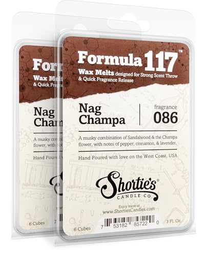 Shortie's Candle Company Nag Champa Wax Melts Multi Pack - 2 Highly Scented 3 Oz. Bars (6 Oz. Total) - Made with Natural Oils - Incense & Earth Air Freshener Cubes Collection