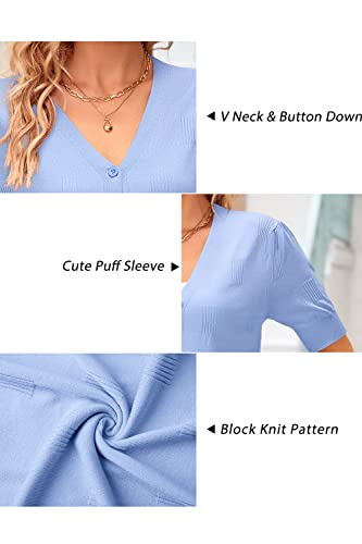 Image of Arach&Cloz Women's Lightweight Spring Summer Business Casual Cropped Short Sleeve Cardigan