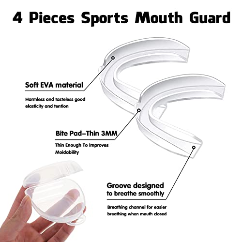 4 Pieces Sports Mouth Guard For Adult And Youth - Mouth Protection Athletic Mouthguard With Case (Bpa Free) For Boxing Football Hockey Karate Rugby For Boys Girls Sports Supplies #TOP2