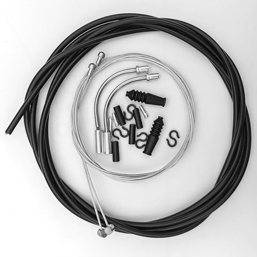 Gemtte Fahrrad Bremszug Set, 2 Sätze Bowdenzug Universal Fahrrad Bremszug und Schaltzug, Fahrrad Bremsseil Set mit 2 V Bremskrümmer(90 Grad) für Mountainbike Rennrad Fahrrad