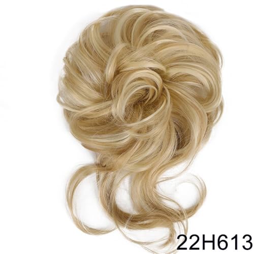 Chignon élastique blond clair en postiche cheveux ondulés messbuns