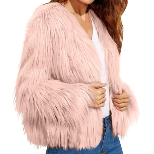 Women’s Faux Fur Coat Open Front Fluffy Cardigan Casual Long Sleeve Shaggy Jacket Winter Warm Solid Cute Outwear2