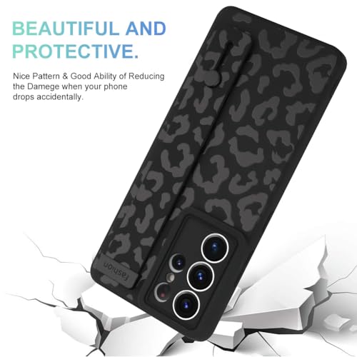 Image of Compatible with Samsung Galaxy S21 Ultra Case with Strap Wrist Black