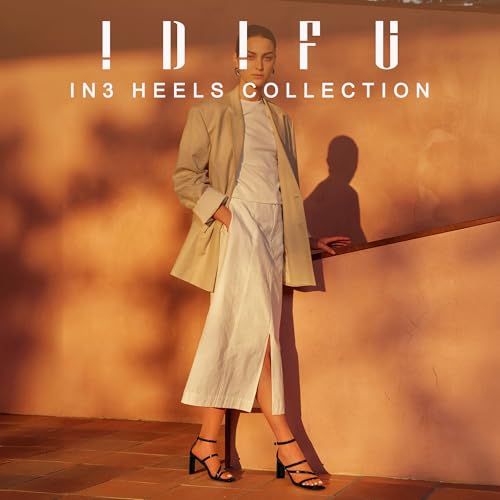 IDIFU IN3 Strappy Heels for Women Low Chunky Block Square Open Toe Heeled Sandals Wedding Bridal Bride Prom Party Dress Shoes Comfortable Dressy Formal Cute Ankle Strap Thick Heels2