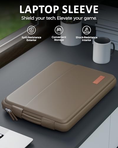 Image of FEDUS ORO Premium Vegan Leather Laptop Sleeve Bag Case 13.3 inch, Shockproof Office Laptop Cover Pouch Carrying Bag with Accessory Pocket & Handle for MacBook, HP, Dell, Lenovo, Asus for Men & Women