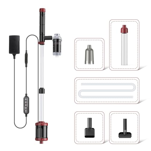 AKKEE Aquarium Vacuum Gravel Cleaner, 36W Fish Tank Gravel Cleaner Vacuum for Water Changer 8 in 1 Multifunctional with Timed Off Waterproof Wash Sand Water Filter Circulation Aquarium Vacuum Cleaner
