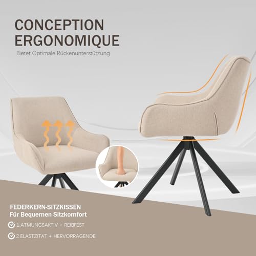 Lot 6 chaises pivotantes lin beige 360° — Daming Furniture