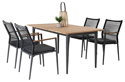Möbel Jack Gartentisch Esstisch Terrassentisch Balkontisch Loungetisch | Aluminium | Teakholz | Anthrazit | Naturfarben… – Bild 4