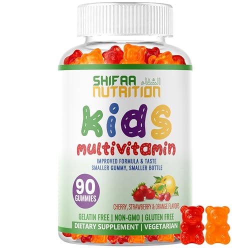 SHIFAA NUTRITION Halal Kids Multivitamin Gummies, 45-90 Days Supply, with All Essential Kids Vitamins. Toddler Vitamins with Vitamin C, D, Zinc, A, E, B6, B12, Biotin | Halal Gummies for Kids